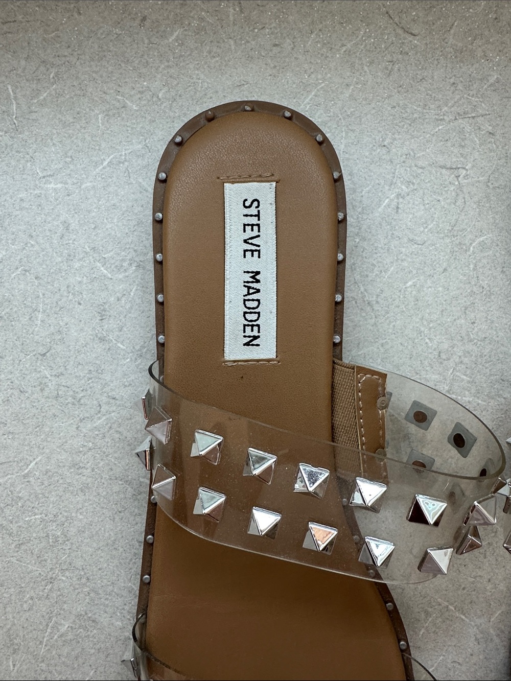 Steve Madden Clear Studded Slide Sandals - Picture 3 of 8